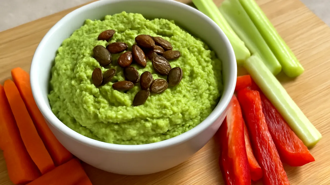 Edamame-Hummus mit Kürbiskernen"