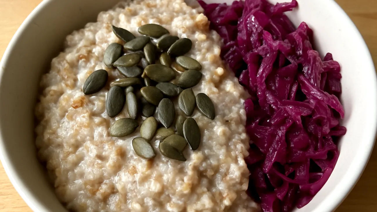 Kürbiskern-Buchweizen-Brei mit fermentiertem Rotkohl"