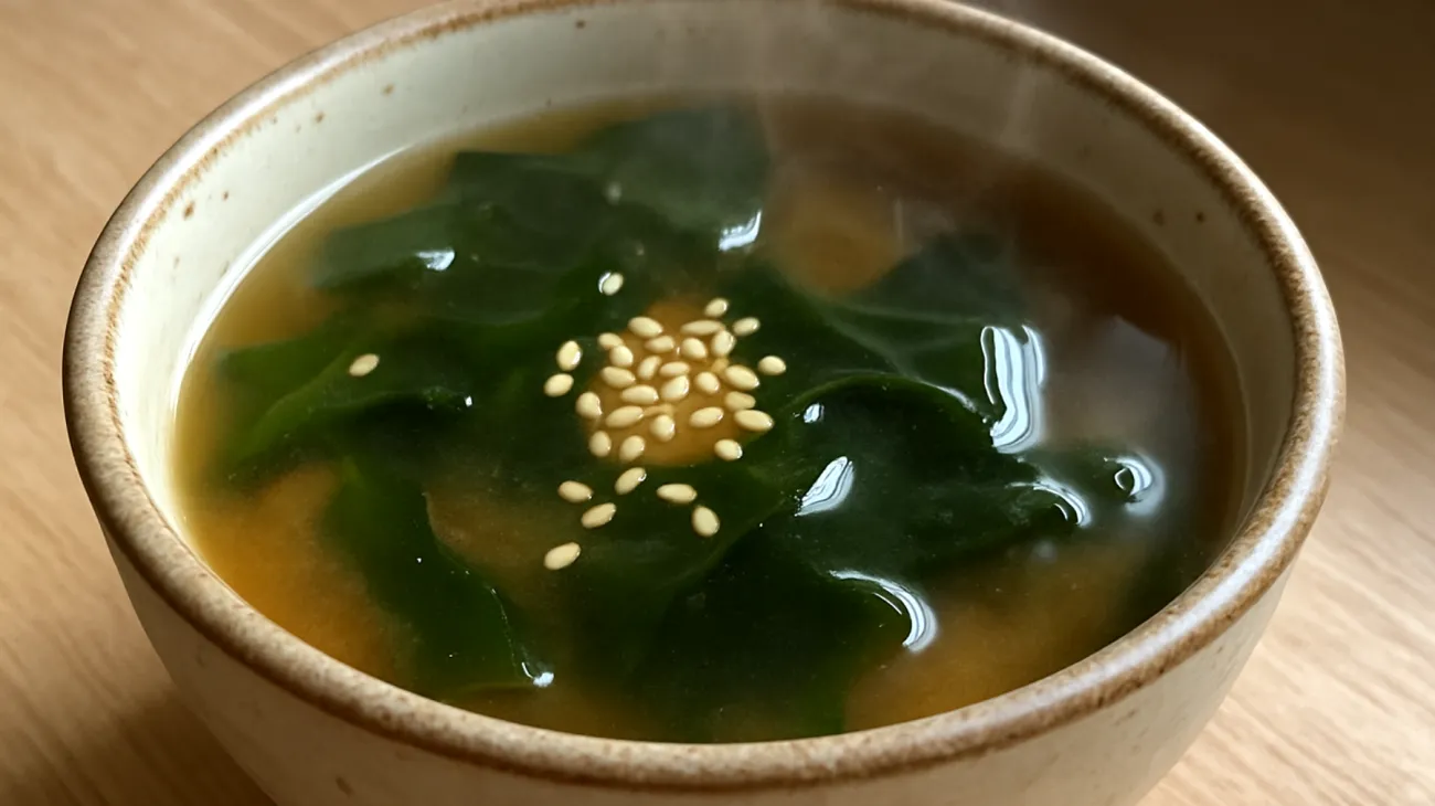 Miso-Suppe mit Wakame-Algen und Sesam"